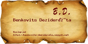 Benkovits Dezideráta névjegykártya